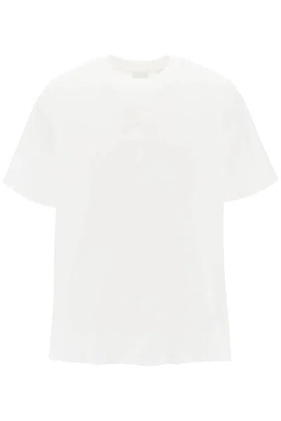 Shop Burberry Tempah T-shirt With Embroidered Ekd In Bianco