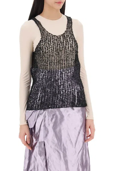 Shop Maison Margiela Textured Mesh Top For Testing In Nero