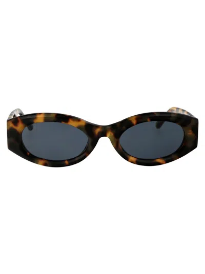 Shop Attico The  Sunglasses In T-shell/gold/blue
