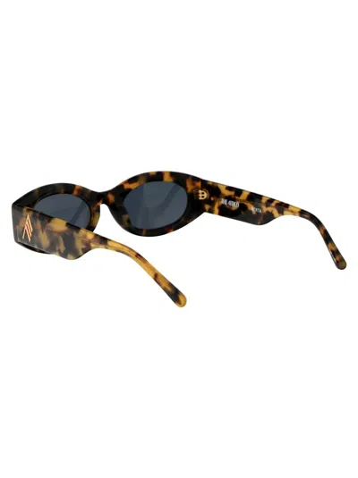 Shop Attico The  Sunglasses In T-shell/gold/blue