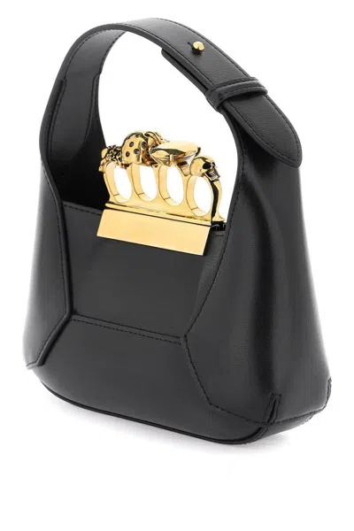 Shop Alexander Mcqueen The Jewelled Hobo Mini Bag In Nero