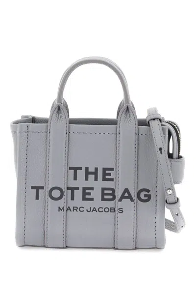 Shop Marc Jacobs The Leather Mini Tote Bag In Grigio