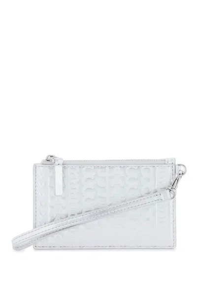 Shop Marc Jacobs The Metallic Top Zip Wristlet Wallet In Argento