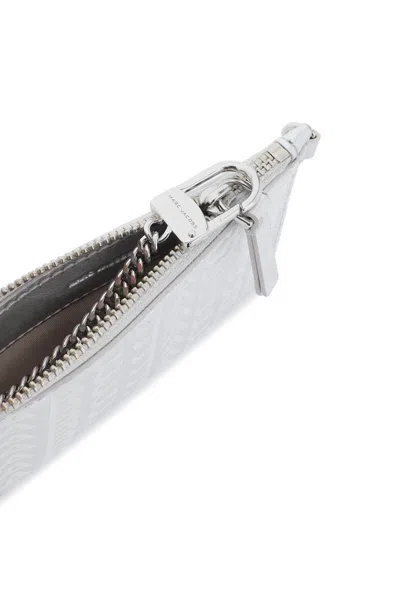 Shop Marc Jacobs The Metallic Top Zip Wristlet Wallet In Argento