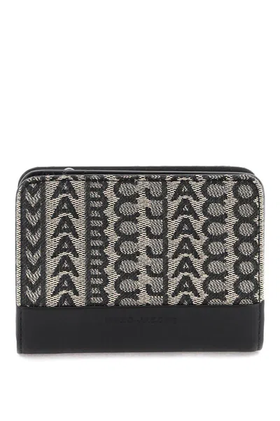 Shop Marc Jacobs The Monogram Jacquard Mini Compact Wallet In Nero