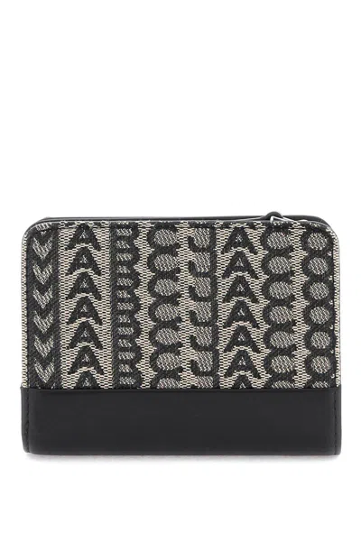 Shop Marc Jacobs The Monogram Jacquard Mini Compact Wallet In Nero