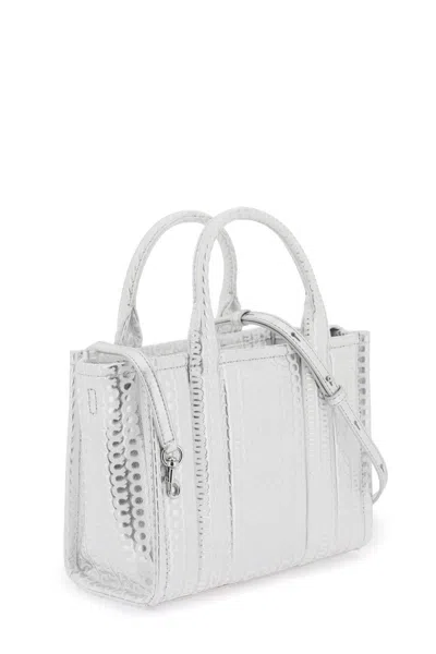 Shop Marc Jacobs The Monogram Metallic Small Tote Bag In Argento