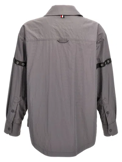 Thom Browne Button-fastening Long-sleeve Shirt In Gray