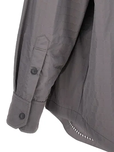 Shop Thom Browne 'snap Front' Overshirt In Gray