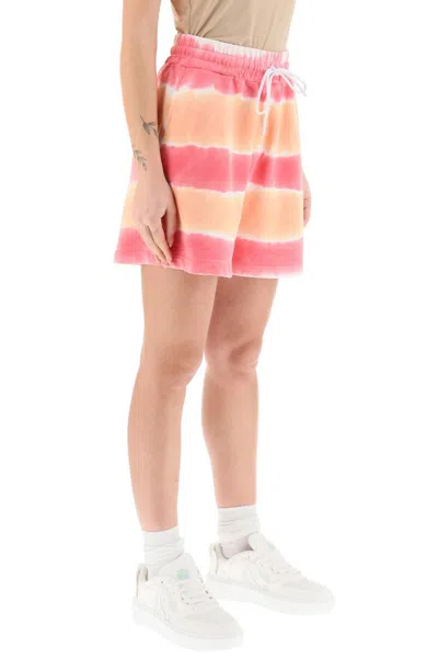 Shop Msgm Tie-dye Jersey Shorts In Arancio