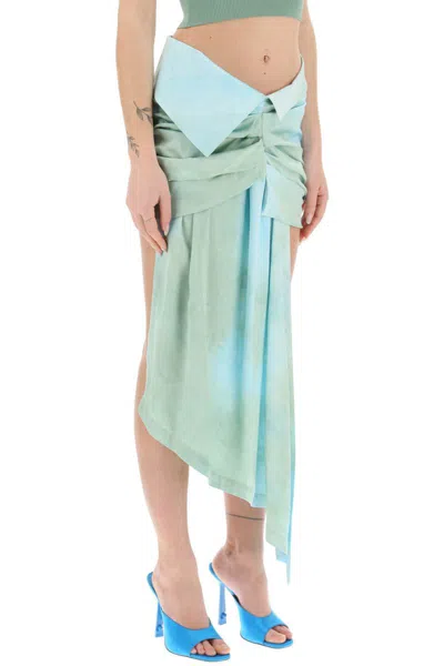 Shop Off-white Tie-dye Draped Mini Skirt In Verde