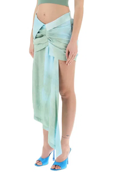 Shop Off-white Tie-dye Draped Mini Skirt In Verde