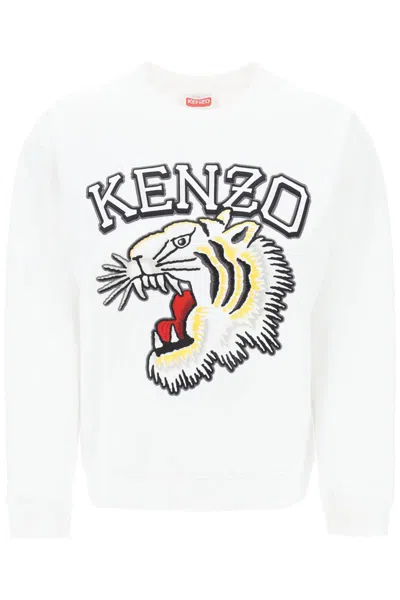 Shop Kenzo Tiger Varsity Crew-neck Sweatshirt In Bianco