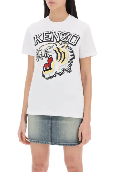 Shop Kenzo Tiger Varsity Crew-neck T-shirt In Bianco