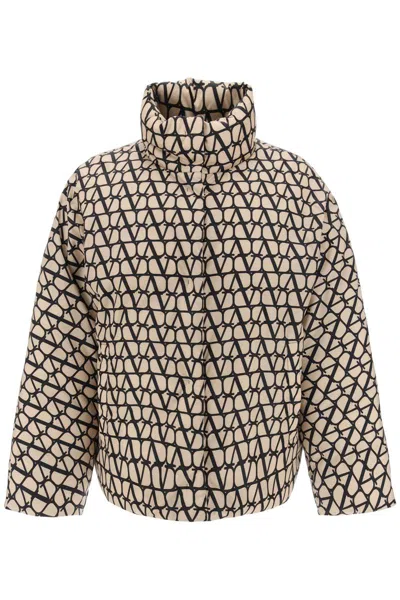 Shop Valentino Toile Iconographe Oversized Puffer Jacket In Beige