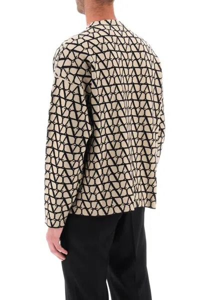 Shop Valentino Toile Iconographe Wool Sweater In Beige