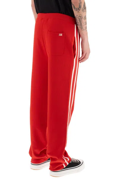 Shop Ami Alexandre Mattiussi Track Pants With Side Bands In Rosso