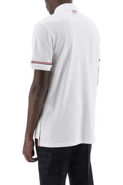 Shop Thom Browne Tricolor Intarsia Polo Shirt In Bianco