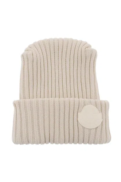 Shop Moncler Genius Tricot Beanie Hat In Bianco
