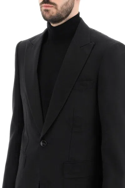 Shop Burberry Tuxedo Jacket With Jacquard Details In Nero