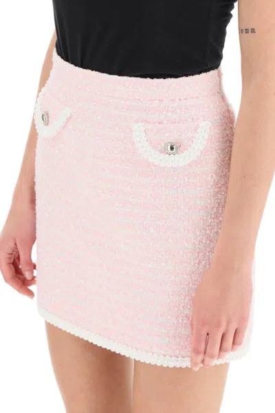 Shop Alessandra Rich Tweed Mini Skirt In Rosa