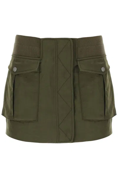 Shop Dion Lee Twill Bomber Mini Skirt In Brown