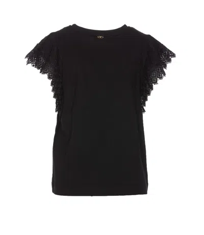 Shop Twinset Black Crew Neck T-shirt In Cotton Woman