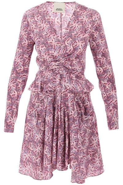 Shop Isabel Marant Usmara Stretch Silk Mini Dress In Viola
