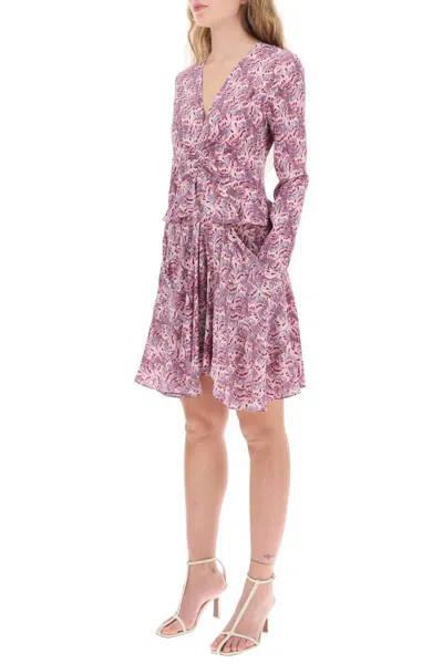 Shop Isabel Marant Usmara Stretch Silk Mini Dress In Viola