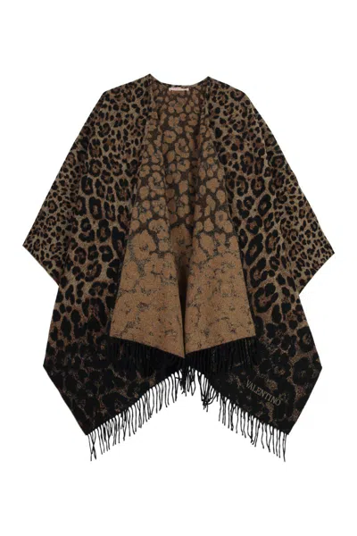 Shop Valentino Wool And Cashmere Cape In Beige