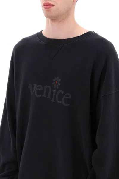 Shop Erl Venice Print Maxi Sweatshirt In Nero