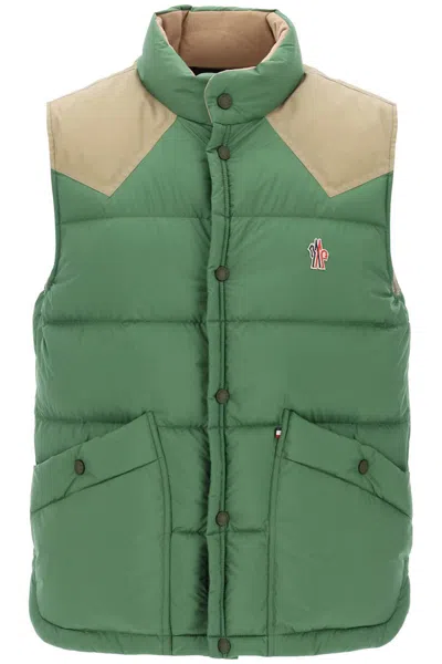 Shop Moncler Veny Padded Feather Vest For In Verde