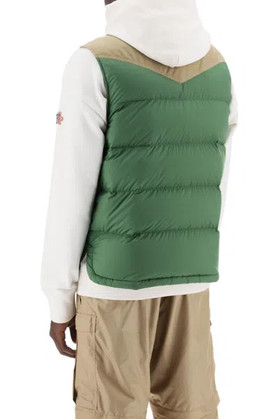Shop Moncler Veny Padded Feather Vest For In Verde