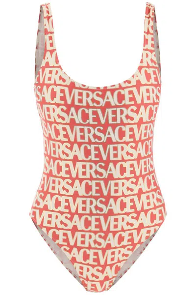 Shop Versace Allover One-piece Swimwear In Fuxia