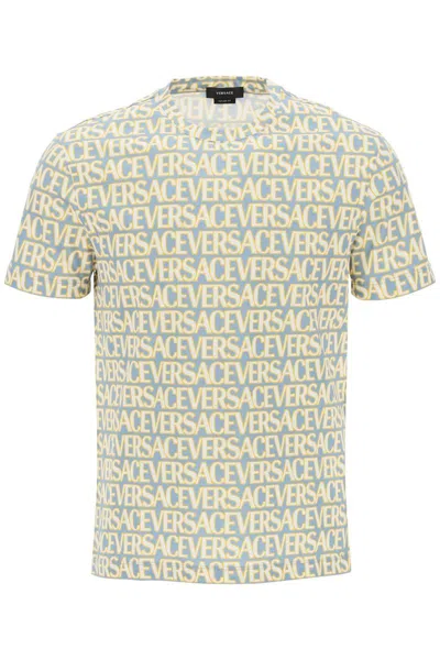 Shop Versace Allover T-shirt In Celeste