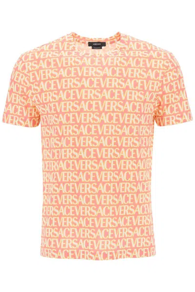 Shop Versace Allover T-shirt In Bianco