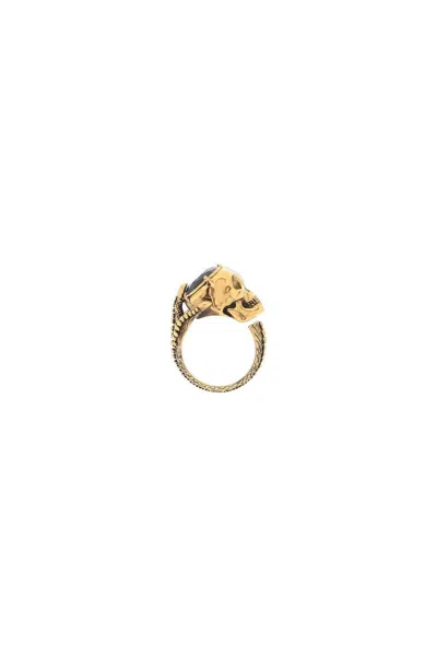 Shop Alexander Mcqueen Victorian Skull Ring In Oro