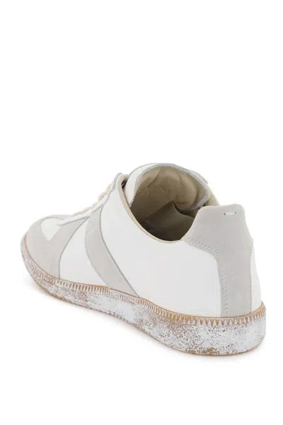 Shop Maison Margiela Vintage Nappa And Suede Replica Sneakers In In Bianco