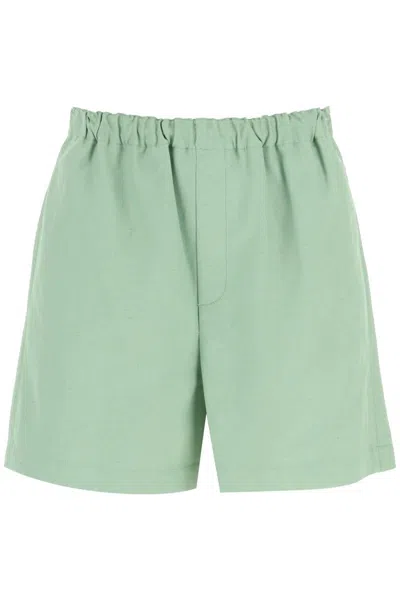 Shop Loulou Studio Viscose And Linen Shorts In Verde
