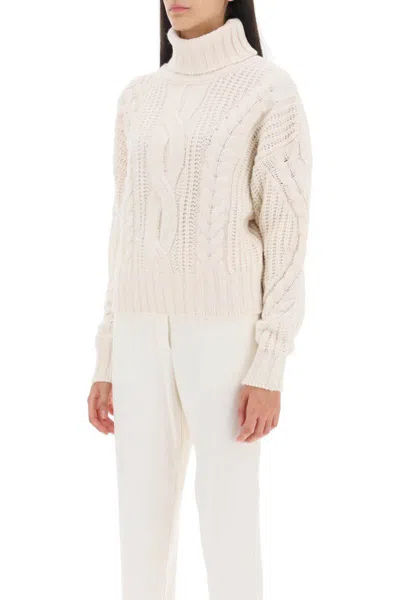 Shop Mvp Wardrobe Visconti Cable Knit Sweater In Bianco