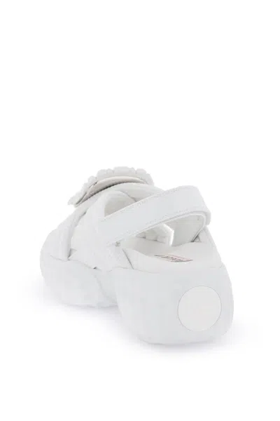 Shop Roger Vivier Viv' Run Light Sandals With Rhinestone Buckle In Bianco