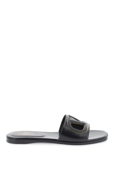 Shop Valentino Vlogo Cut-out Slides In Nero