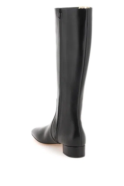 Shop Valentino Vlogo Type Leather Boots In Nero