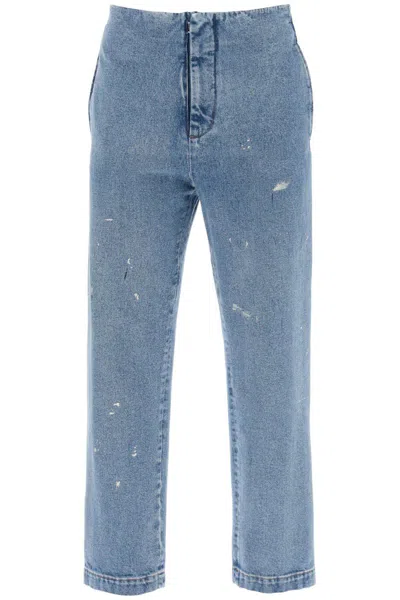 Shop Mm6 Maison Margiela Waistless Jeans Without In Blu