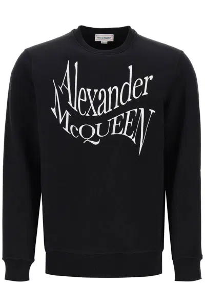 Shop Alexander Mcqueen Warped Logo Sweatshirt In Nero