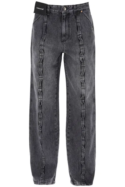 Shop Andersson Bell Wave Wide Leg Jeans In Grigio
