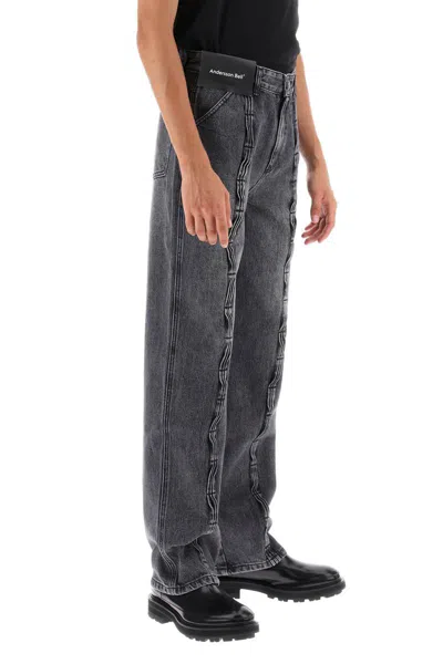 Shop Andersson Bell Wave Wide Leg Jeans In Grigio