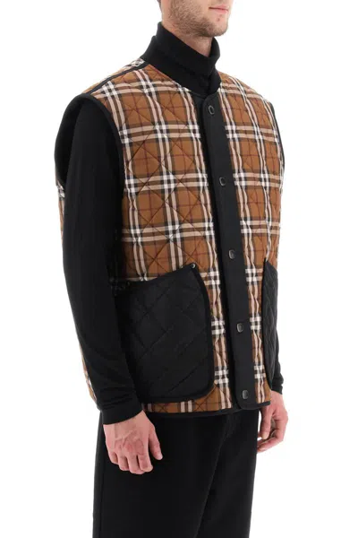 Shop Burberry Weaveron Quilted Vest In Marrone