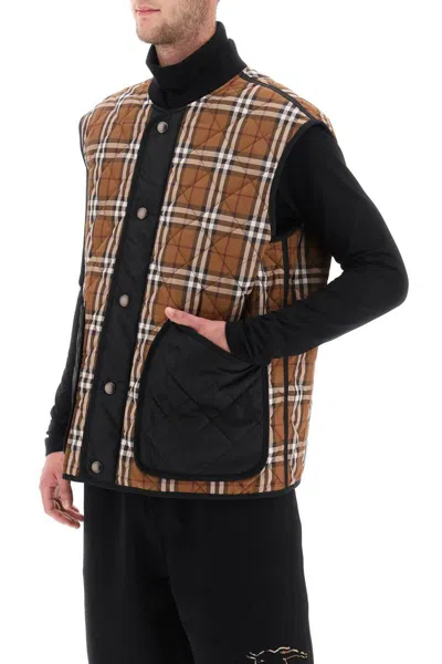 Shop Burberry Weaveron Quilted Vest In Marrone