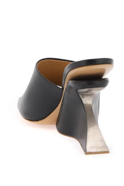 Shop Off-white Wedge Heel Mules With Jug Design In Nero